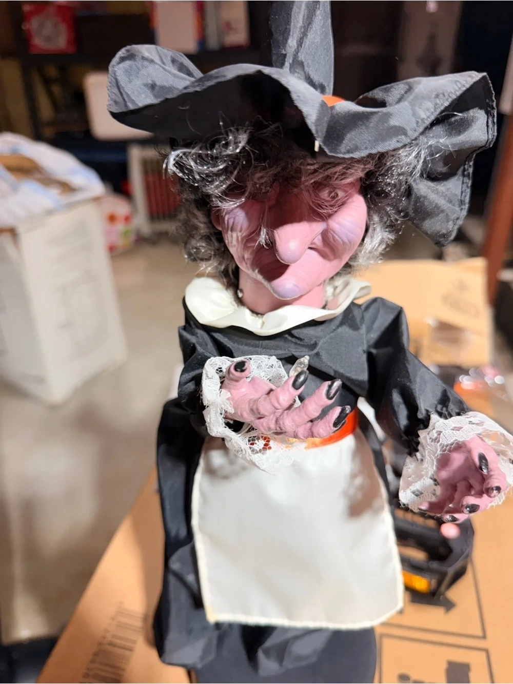 Vintage 1990s Animated Halloween Witch Motion Light Up Sound Battery Operated
